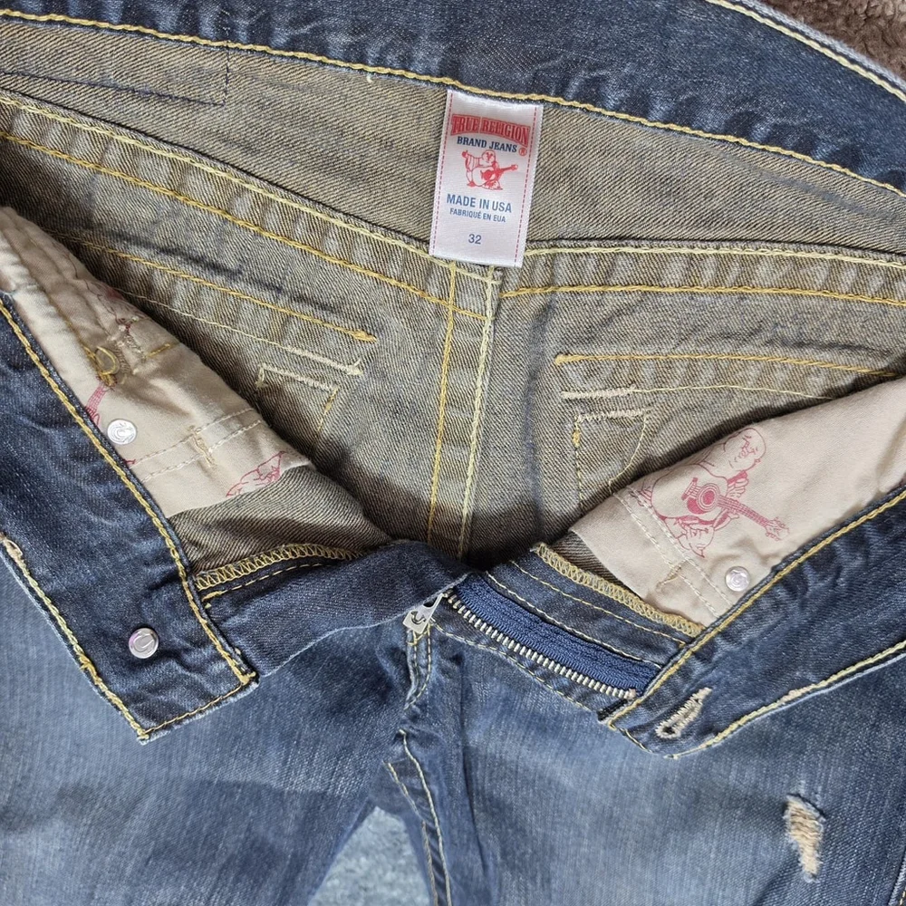 True Religion Ricky Straight Jeans Mens 32 Made in USA Flap Pocket Denim